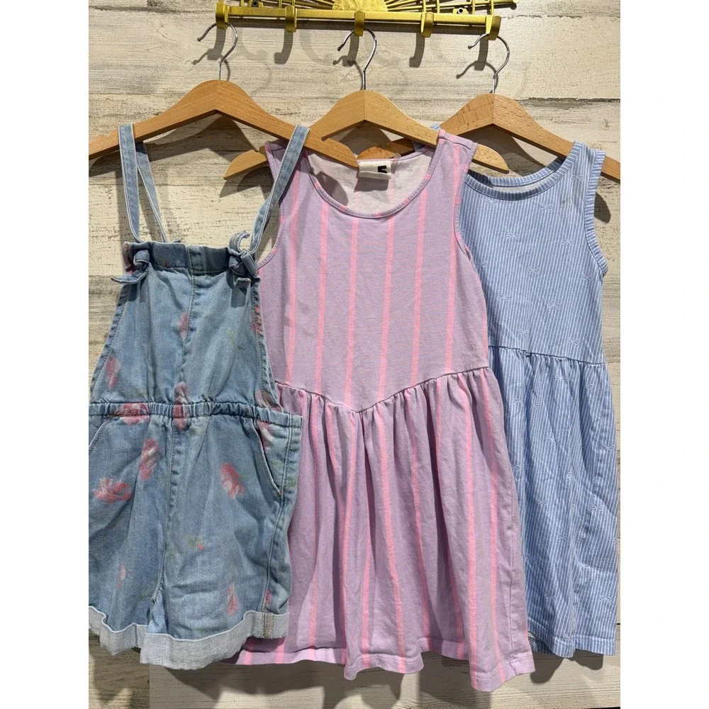 OshKosh Cotton On H&M Dress Lot Girls 5T Multicolor Floral Stripe Summer EUC